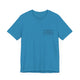 Aqua pickleball t-shirt with a small minimalist pickleball court diagram on the chest