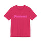 Fuchsia pickleball t-shirt with a pink script Pickleball text design