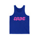 Pickleball tank top with a pink retro bubble ERNE text design