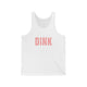 White unisex pickleball tank top with a bold, distressed red "DINK" wordmark