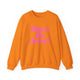 Pickleball crewneck sweatshirt with a pink script What's the Score text design