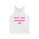 Pickleball tank top with a pink script Livin' That Pickleball Life text design