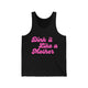 Black pickleball tank top with a pink script Dink it Like a Mother text design