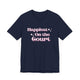 Navy pickleball t-shirt with retro script text "Happiest On the Court" and sparkle accents