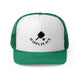 Green trucker cap with "Happy Place" text with a paddle and ball icon