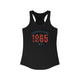 Solid Black pickleball racerback tank top with a distressed collegiate-style "Bainbridge Island 1965 WA" text stack in navy and coral