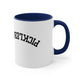 White mug with a Navy accent and an upside-down "PICKLEBALL" wordmark
