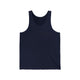 Unisex pickleball tank top with a small minimalist pickleball court diagram on the chest