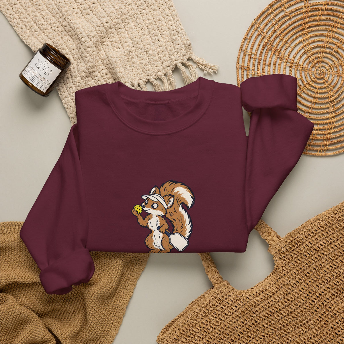 Squirrel pickleball crewneck sweatshirt, Wait, What's the Score?