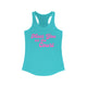 Pickleball women's racerback tank top with a pink script Meet You on the Court text design