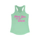 Pickleball women's racerback tank top with a pink script Meet You on the Court text design