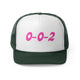 Dark Green trucker cap with a pink "0-0-2" pickleball score in bubble text