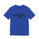 True royal t-shirt with an arched PICKLEBALL text design over crossed paddles