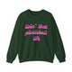Pickleball crewneck sweatshirt with a pink script Livin' That Pickleball Life text design
