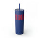 Nautical Blue skinny tumbler with straw and a bold "DINK" wordmark