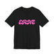 Black pickleball t-shirt with a pink retro bubble ERNE text design