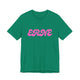 Kelly green pickleball t-shirt with a pink retro bubble ERNE text design