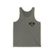Grey TriBlend unisex pickleball tank top with a small crossed-paddles icon on the left chest