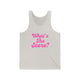 Pickleball tank top with a pink script What's the Score text design