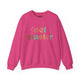 Heliconia pink sweatshirt with retro Net Master text design and sparkle accents