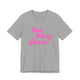 Athletic heather pickleball t-shirt with a pink script One More Game text design