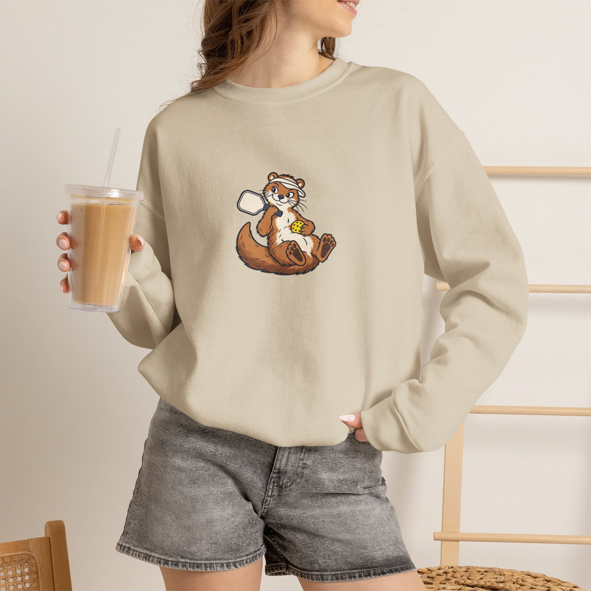 Otter pickleball crewneck sweatshirt, I Had Plans, Then Pickleball