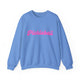 Carolina blue pickleball crewneck sweatshirt with a pink script Pickleball text design