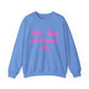 Carolina blue pickleball crewneck sweatshirt with a pink script Livin' That Pickleball Life text design