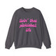 Charcoal pickleball crewneck sweatshirt with a pink script Livin' That Pickleball Life text design