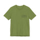 Heather Green pickleball t-shirt with a small minimalist pickleball court diagram on the chest