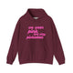 Maroon pickleball hoodie with a pink script We Wear Pink and Play Pickleball text design