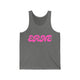 Pickleball tank top with a pink retro bubble ERNE text design