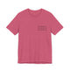 Heather Raspberry pickleball t-shirt with a small minimalist pickleball court diagram on the chest