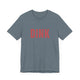 Heather Slate pickleball t-shirt with a bold, distressed red "DINK" wordmark