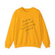 Gold pickleball sweatshirt with handwritten "I'm sorry for what I said when I was playing pickleball" script and heart doodle