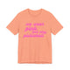 Sunset orange pickleball t-shirt with a pink script We Wear Pink and Play Pickleball text design