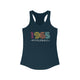 Solid Midnight Navy women's racerback pickleball tank top with colorful "1965" numerals over a "PICKLEBALL" wordmark