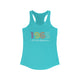 Solid Tahiti Blue women's racerback pickleball tank top with colorful "1965" numerals over a "PICKLEBALL" wordmark
