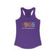 Solid Purple Rush women's racerback pickleball tank top with colorful "1965" numerals over a "PICKLEBALL" wordmark
