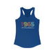 Solid Royal women's racerback pickleball tank top with colorful "1965" numerals over a "PICKLEBALL" wordmark