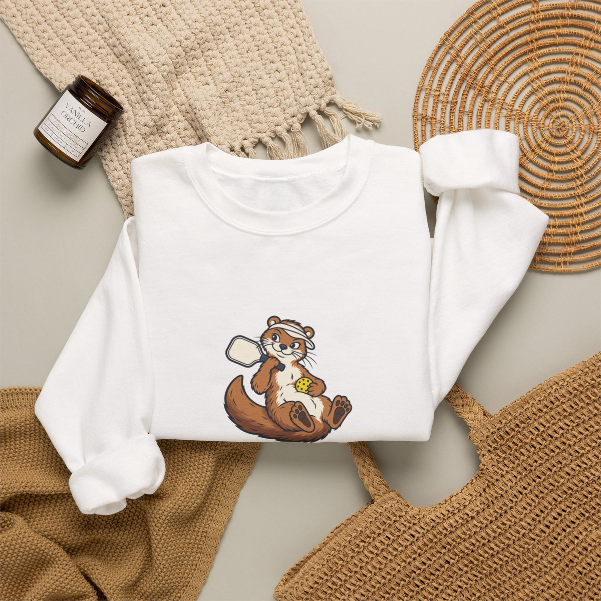 Otter pickleball crewneck sweatshirt, I Had Plans, Then Pickleball