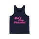 Pickleball tank top with a pink script Let's Play Pickleball text design