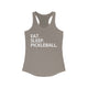 Warm gray racerback tank top with Eat. Sleep. Pickleball. text design