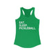 Kelly green racerback tank top with Eat. Sleep. Pickleball. text design