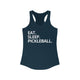 Midnight navy racerback tank top with Eat. Sleep. Pickleball. text design