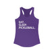 Purple rush racerback tank top with Eat. Sleep. Pickleball. text design
