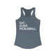 Indigo racerback tank top with Eat. Sleep. Pickleball. text design