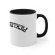 White mug with a Black accent and an upside-down "PICKLEBALL" wordmark