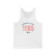 White unisex pickleball tank top with colorful "1965" numerals over a "PICKLEBALL" wordmark