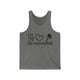 Unisex pickleball tank top with peace sign, heart, and pickleball paddle icons above "Peace, Love, Pickleball" text